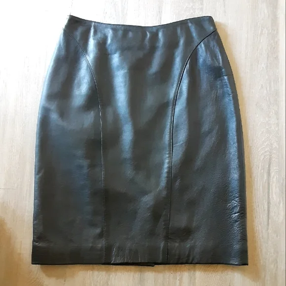 VTG Leather Pencil Skirt - Picture 2 of 9
